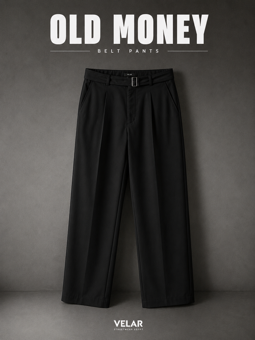 Old Money Wide Leg Belt Pants - Black