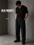 Old Money Wide Leg Belt Pants - Black