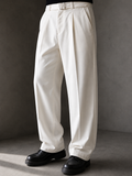 Old Money Wide Leg Belt Pants - White
