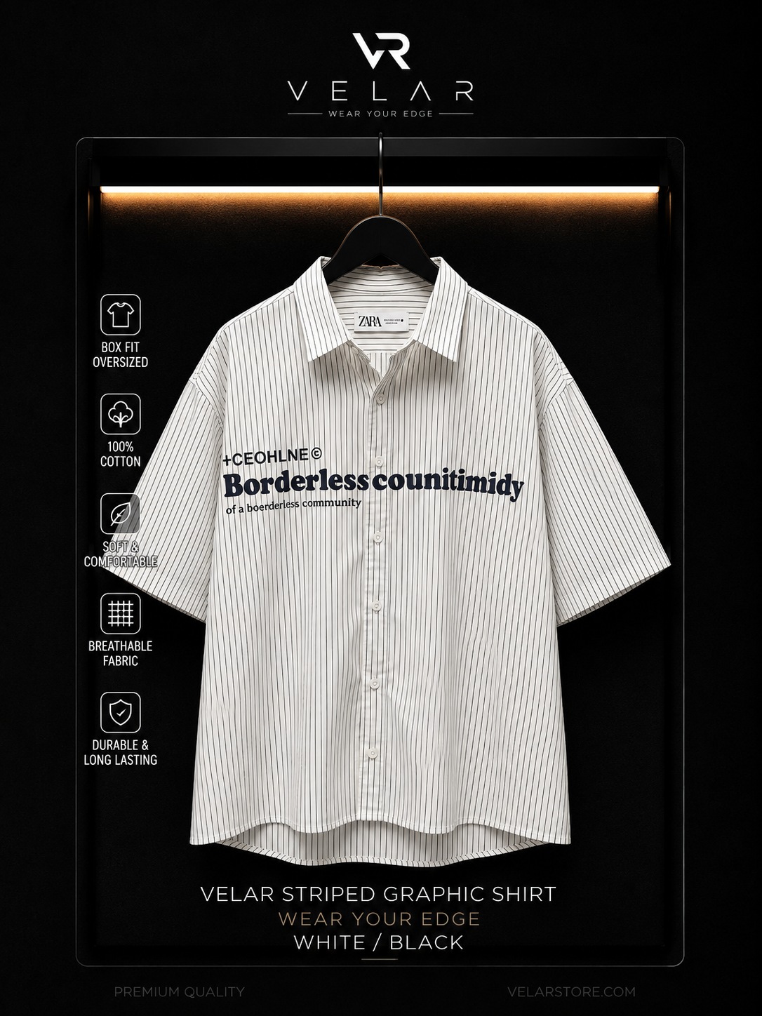 Velar Graphic Striped Box Fit Shirt