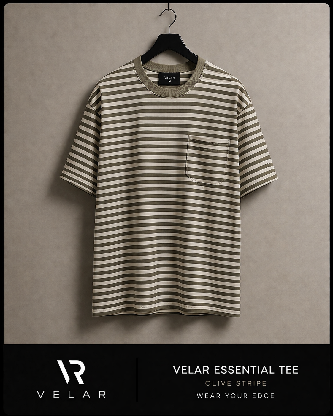 Velar Essential Tee – Burgundy Stripe