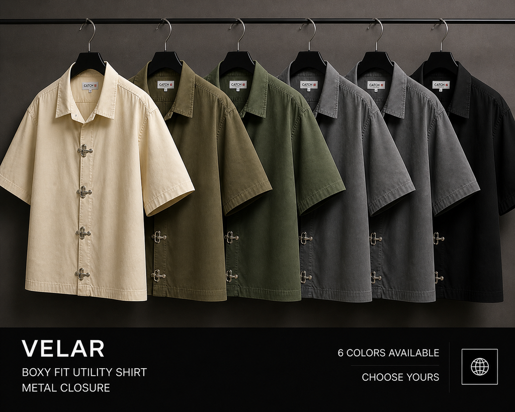 VELAR Boxy Fit Utility Shirt – Metal Closure Edition