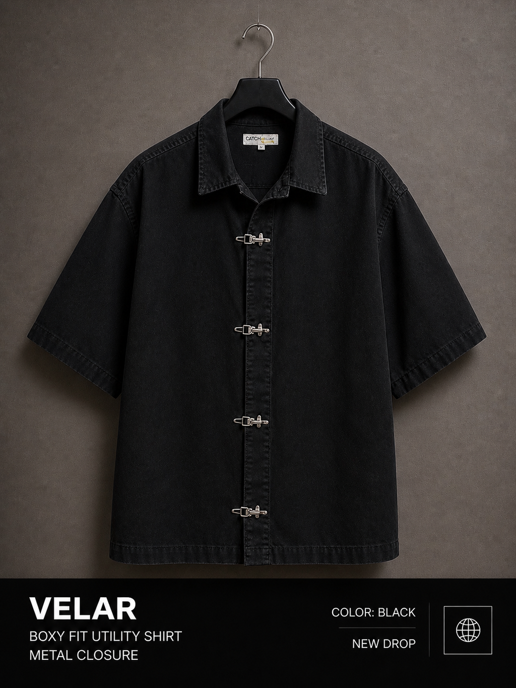 VELAR Boxy Fit Utility Shirt – Metal Closure Edition