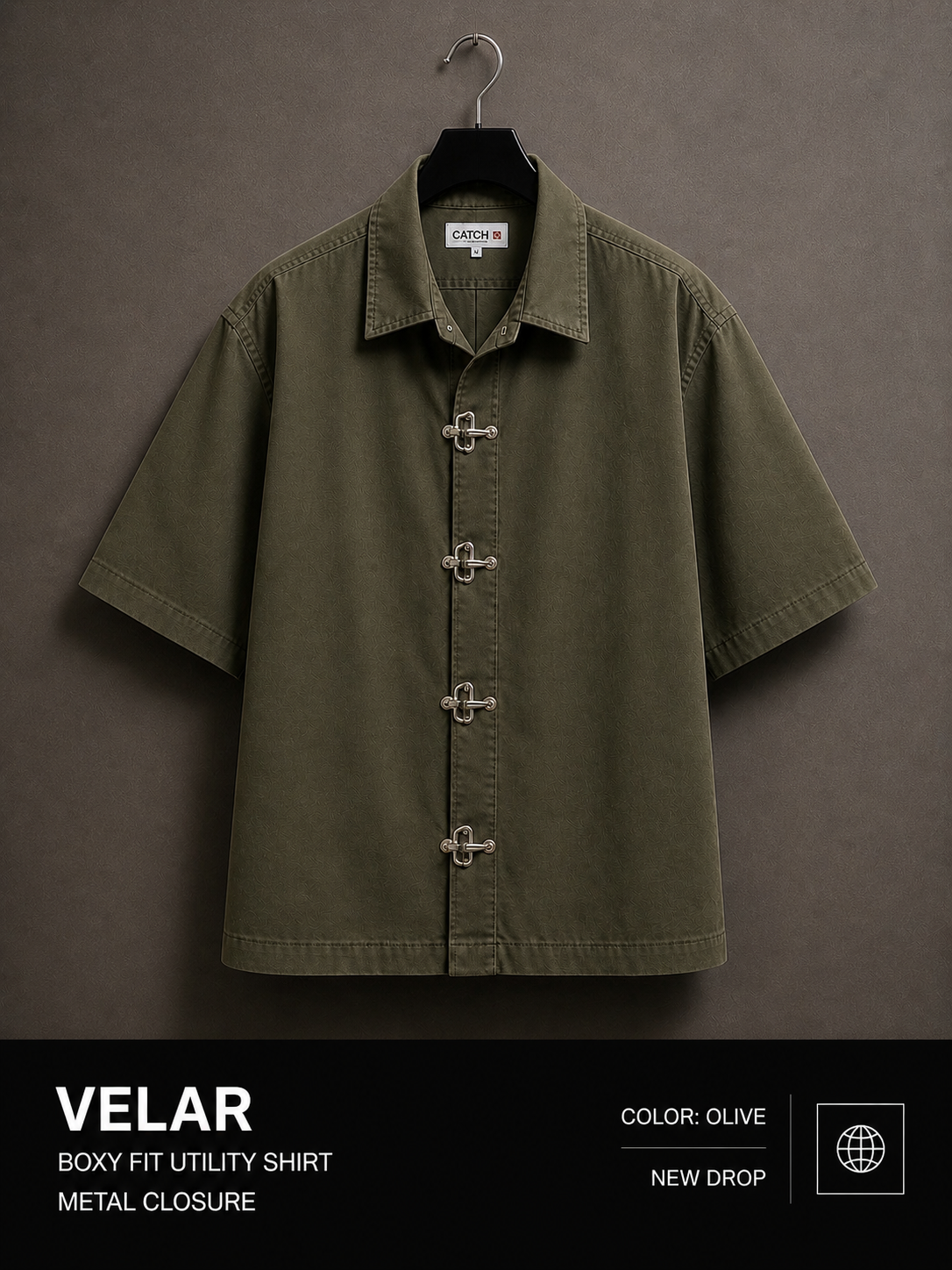 VELAR Boxy Fit Utility Shirt – Metal Closure Edition