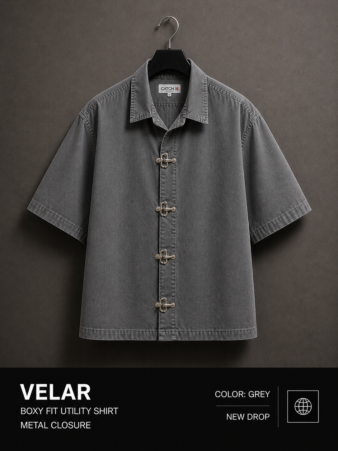 VELAR Boxy Fit Utility Shirt – Metal Closure Edition