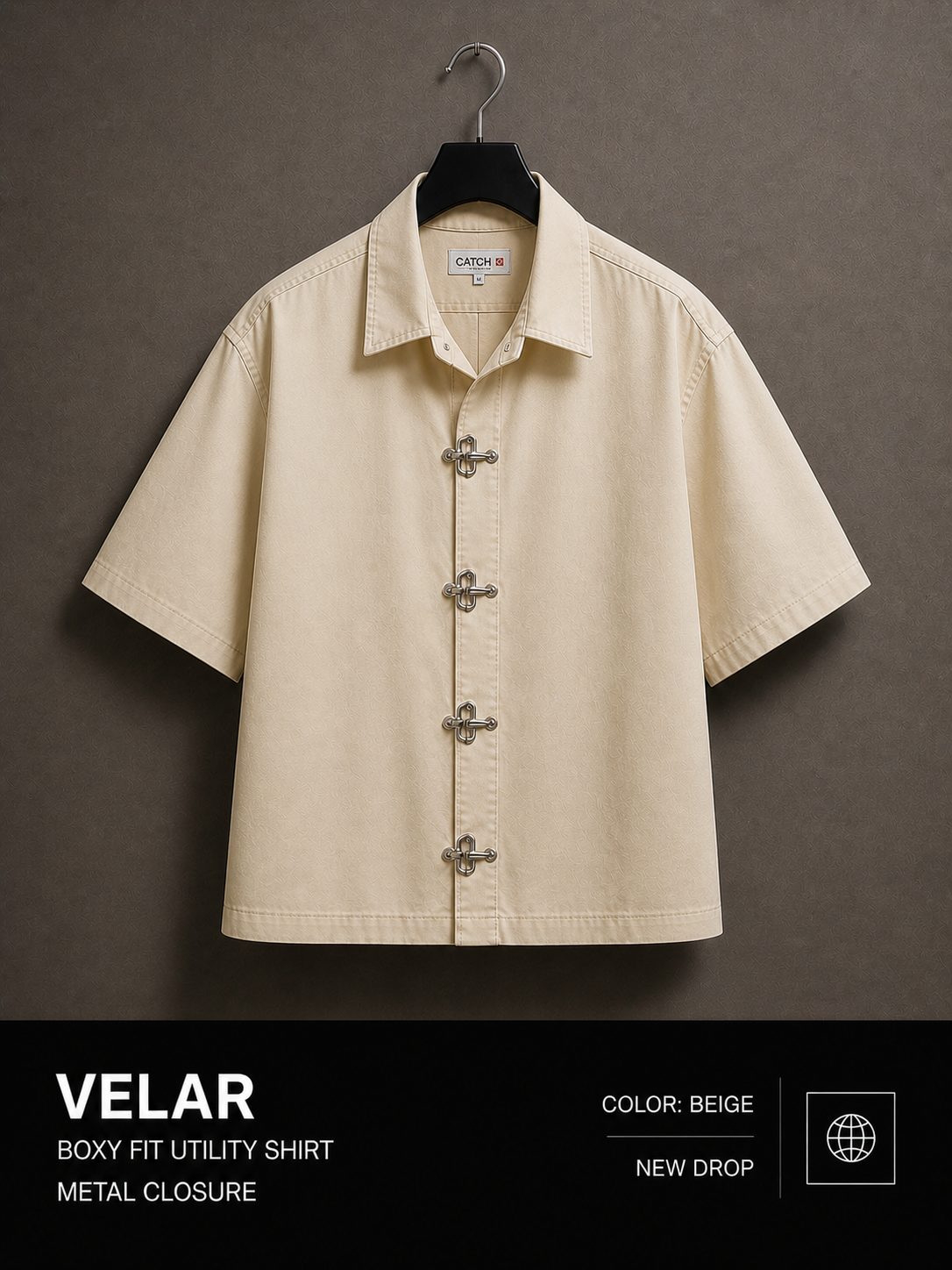 VELAR Boxy Fit Utility Shirt – Metal Closure Edition