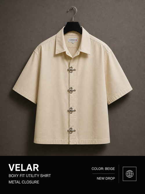 VELAR Boxy Fit Utility Shirt – Metal Closure Edition