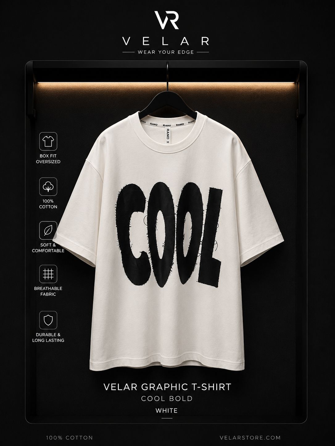 Velar Cool Bold Oversized T-Shirt – White