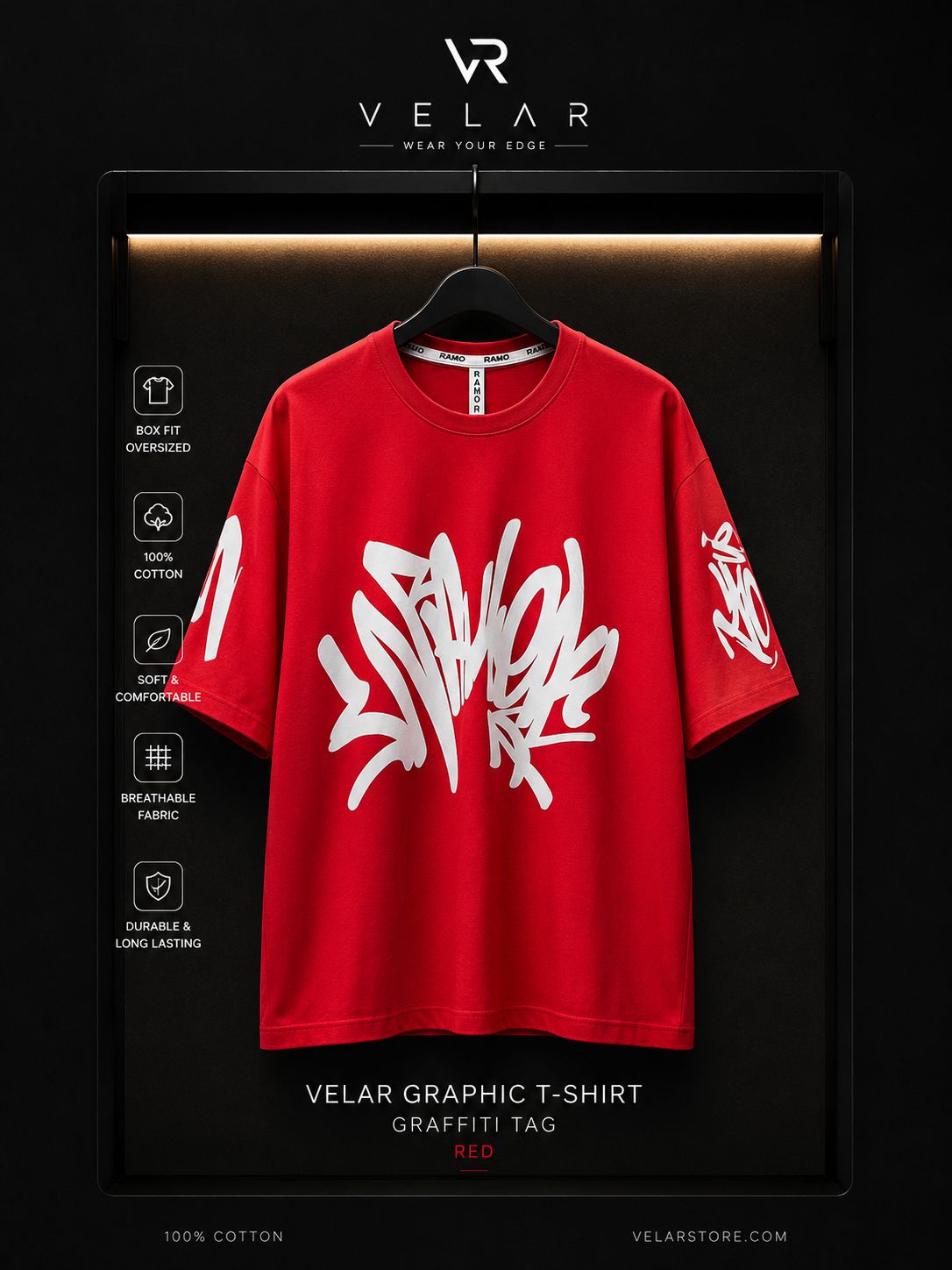 Velar Graffiti Oversized T-Shirt – Red